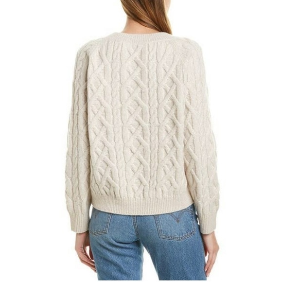 Vince ivory long sleeve chunky cable knit sweater. L - Picture 2 of 7